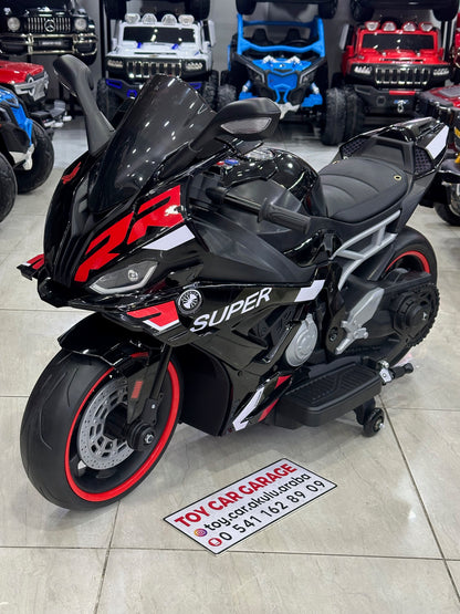 BMW S100RR AKÜLÜ MOTOR 24W 3-9 YAŞ SİYAH