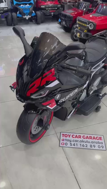 BMW S100RR AKÜLÜ MOTOR 24W 3-9 YAŞ SİYAH